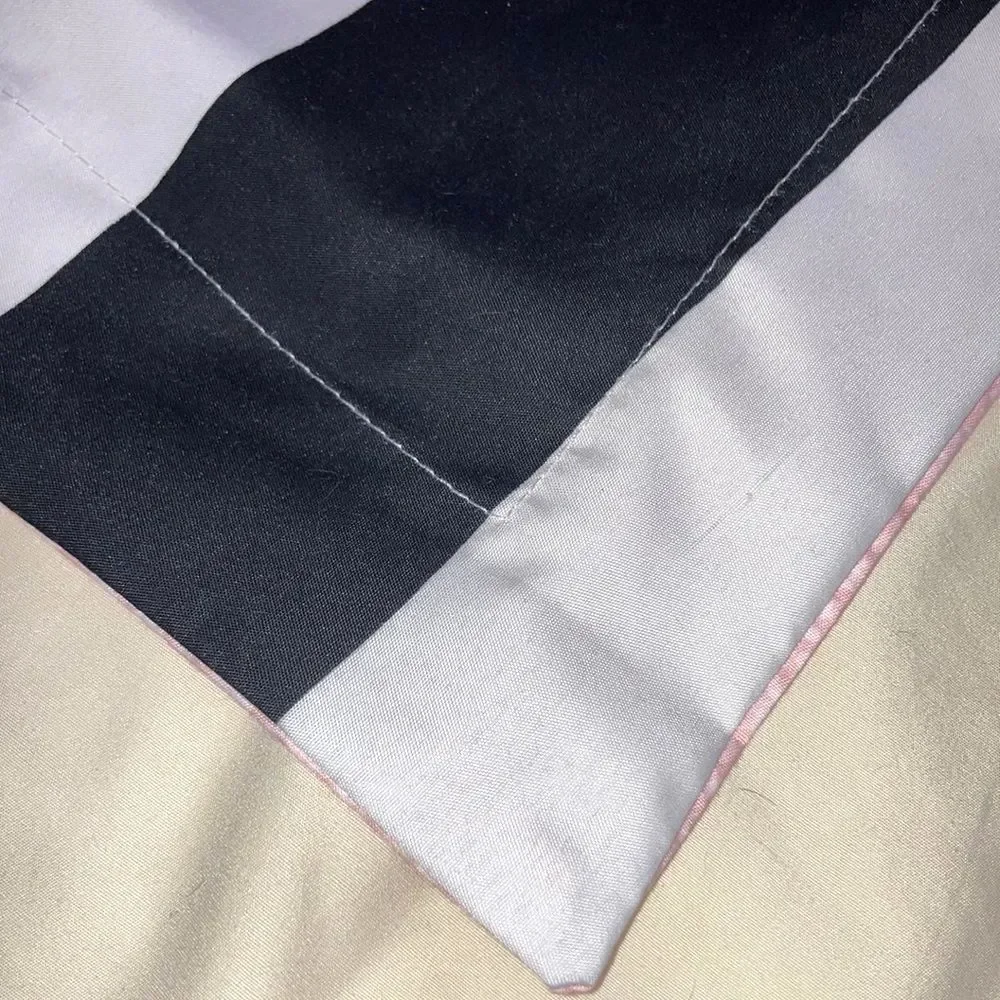 JUICY COUTURE Home Pillow Sham Blue White Cabana Stripes and Pink Standard Size